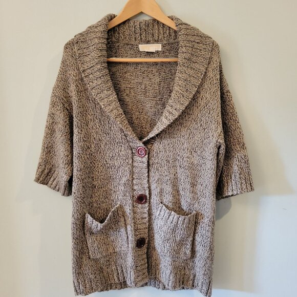 Michael Kors Medium Shawl Collar Short Sleeve Cardigan - Picture 1 of 10
